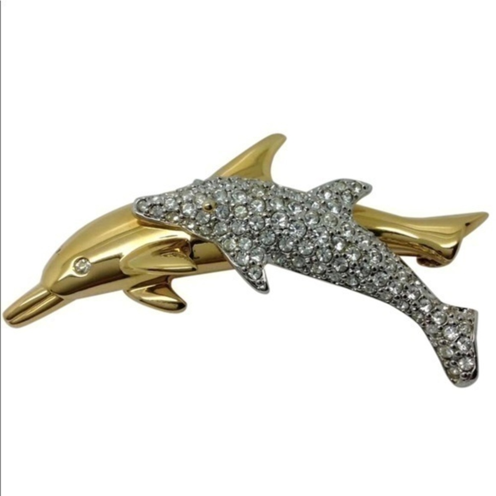 Swarovski gold tone 2” brooch